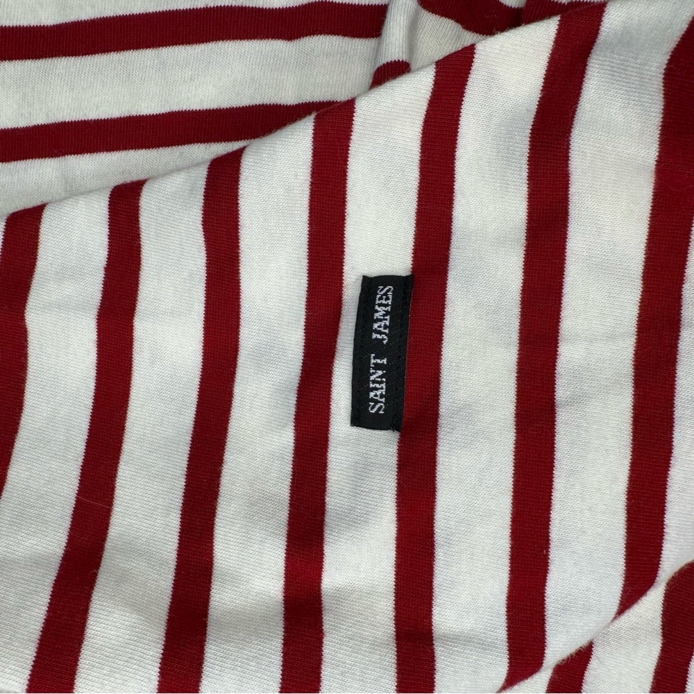 Saint James Red and White Striped Long Sleeve Tee - Picture 9 of 11